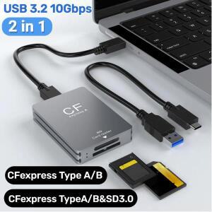 2in 1 CFexpress A 타입 B SD 카드 리더 USB C에서 CA 케이블로 지지대 안드로이드 윈도우 맥 OS SLR용
