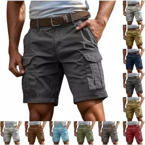 포켓이 있는 지샹 남성 카고 반바지 캐주얼 무릎 길이 경량 스트레치 아웃도어 하이킹 여행 업무용