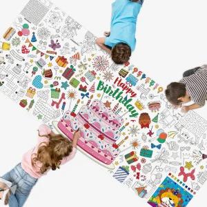 스프라이트그루 생일 컬러링 포스터 대형 활동지 75인치 x 31인치 점보 크기 다용도 종이 DIY 페인팅 학교