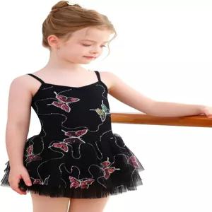 나비 무늬가 있는 소녀 카미솔레 투투 스커트를 위한 메카오스 발레 레오타드