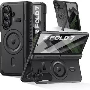 듀얼 킥스탠드와 전면 스크린 프로텍터 및 힌지 보호 기능이 있는 삼성 갤럭시 Z 폴드 7 케이스용 덱스너