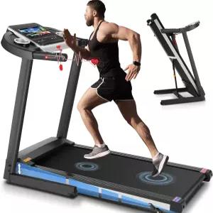 TV 화면 및 WiFi가 있는 가정용 SYTIRY 러닝머신 스마트 접이식 3D 가상 스포츠 장면 HiFi 스피커 소셜