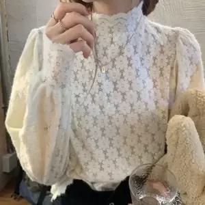 이쁘다요 여성용 이너티 반목 망사 블라우스 컬러 레이스티셔츠 소매러플 러블리 반목티