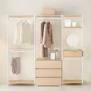 동서가구 커넥션 드레스룸 시스템 행거 D.2200 세트 (행거+서랍장행거+LED거울 화장대) DF927364