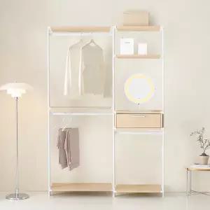 동서가구 커넥션 드레스룸 시스템 행거 C.1400 세트 (행거+LED거울 화장대) DF927362