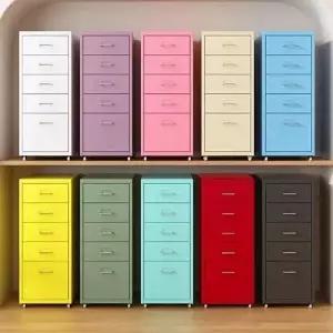 이동식 철제서랍장 파스텔톤 5단 서류 모던 정리함 슬림 캐비닛 사무용 서랍장