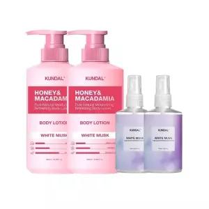 쿤달 퓨어 바디로션 화이트머스크 500ml x2개+바디미스트 화이트머스크 128ml x2개