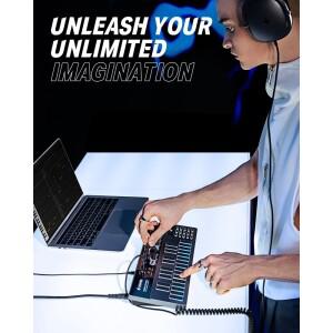 아날로그 베이스 신디사이저 및 시퀀서, 직관적인 사용자 인터페이스를 갖춘 Donner Essential B1, 128 패