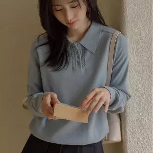 보들한 비스코스 반오픈 카라니트