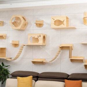 DIY 벽걸이 놀이터 대형 원목 숨숨집 캣타워 등반 캣월