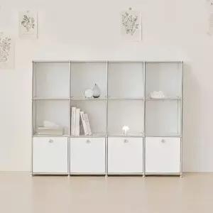 [포스트모던]발렌 4X3 미드센츄리 낮은 책장 1600 3단 C3 (4도어)