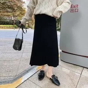 니트 3컬러 롱스커트 LK 베이직 허리밴딩 TS01 모던 WD548EB