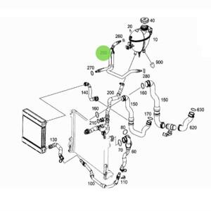 우측 쿨러에서 보상 컨테이너 및 엔진까지의 배기관, A2125013925 E250 CL W212