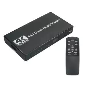 COMS 4포트 HDMI 선택기 4K 화면 분할기 셀렉터 스위치 영상 음성 모니터링 4채널 멀티 뷰어 WISEOU004