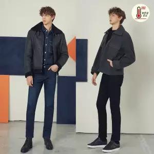 [1+1]ACP 남성 기모부스터본딩 일자핏 데님팬츠_다크인디고/블랙