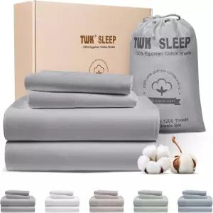 TWK 1200 TC 100 이집트 롱스테이플 면 침구 세트 탄력 강화 솔기 시트 세트가 있는 럭셔리 호텔 스타일 딥