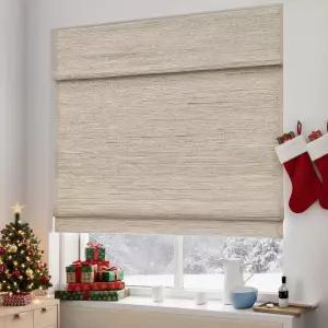 창문용 파사운 무선 맞춤형 로마 색상 천연 패브릭 블라인드 창문 아몬드(엣지 라이너 포함 90-95 조명