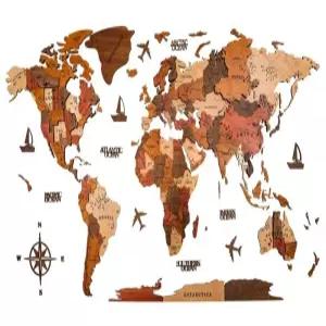 세계지도 입체 벽장식 아이방 우드 인테리어 벽지 카페 사무실 나무 지도 벽