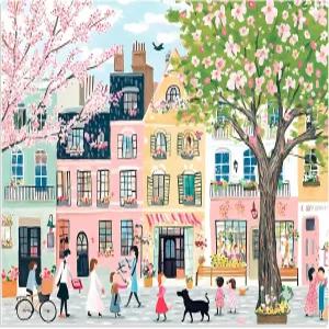 퍼즐 500개 핑크 가든 직소 재활용 골판지 가족 친구를 위한 도전적인 게임 생일 파티 활동 선물 20.5 *