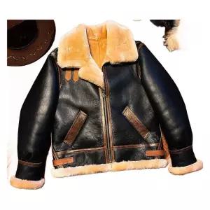 미군 무스탕 바이크 겨울 톰하디 B3 천연 자켓 남자 복각 양가죽 아메카지