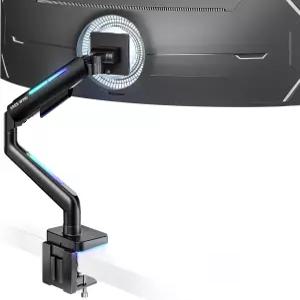 17-49인치 헤비 듀티 화면용 울트라와이드 모니터 암(최대 44파운드) RGB 조명이 있는 스프링 싱글 암