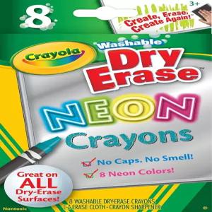 크레욜라 드라이 지우개 네온 크레파스 미술 도구 8개의 카운트 세탁 가능 교실 활동에 완벽한 제품