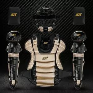 스톰 2026년 프리미엄 알로이 포수장비세트 골드/블랙 - 포수쿠션 목보호대 장비가방 포함