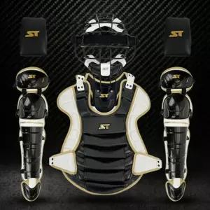 스톰 2026년 프리미엄 알로이 포수장비세트 블랙/화이트/골드 - 포수쿠션 목보호대 장비가방 포함