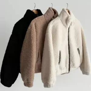 여성 겨울 하이넥 플리스 양털 퍼 집업 자켓