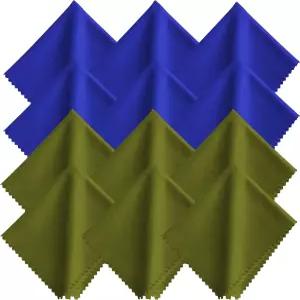 유리 안경 휴대폰 화면 카메라 렌즈용 마이크로파이버 클리닝 천-12 팩(블루+그린 6개) 7x6인치 개별 포장