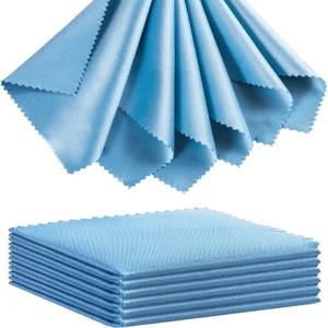 안경 클리닝 천 클리너 12팩 극세사 렌즈 유리 보석 스크린 카메라 보풀 없는 두꺼운 5x6 인치 (파란색