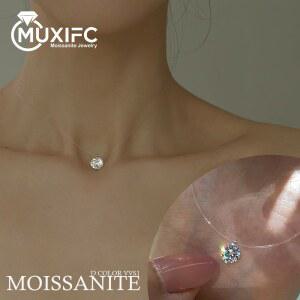 6 5/9mm 투명 낚싯줄 모이사 목걸이 925 스털링 실버 여성 클래식 약혼 웨딩 다이아몬드 주얼리