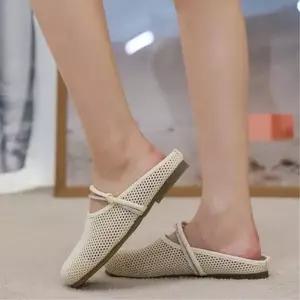 여성용 편안한 니트 메리제인 스트랩 뮬 샌들