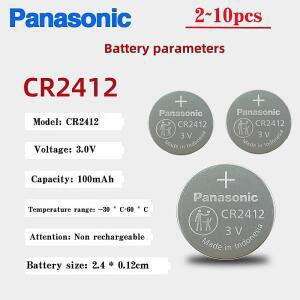 새로운 2-10pcs 파나소닉 CR2412 3V 버튼 Bateria 자동차 키 Bttery 용 코인 셀 리튬 배터리