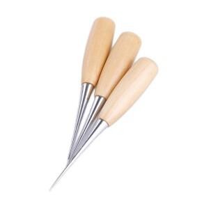 1~10PCS Wooden Handle Awls Leather Tent Sewing Shoes Repair Tool Stitcher Craft Punch Hole