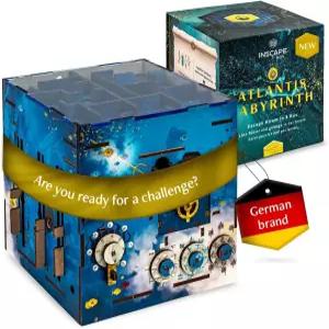 INSCAPE 아틀란티스 미로 퍼즐 상자 - 속 탈출 방 게임 단서 마음 숨겨진 구획이 있는 3D 나무