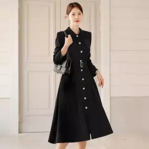 [시크라인] 큐지아 진주버튼 트렌치 벨트 원피스