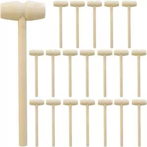 NODG 20개 미니 나무 망치 게 랍스터 작은 껍질 목재 크래커 하드우드 두드리는 장난감 부러질 수 있는