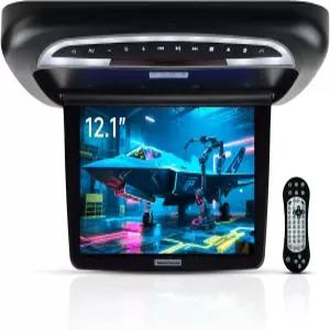 12.1인치 차량 오버헤드 모터식 플립 다운 모니터 내장 스테레오 스피커로 블루투스 5.0 WiFi HDMI USB