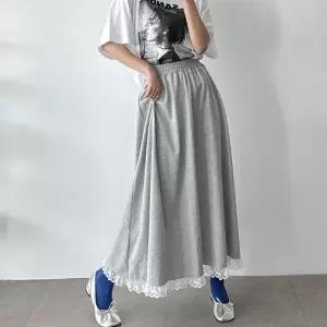 레이스 플레어스커트 A라인 봄츄리링 발레코어 면치마