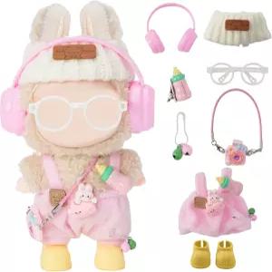 인형 8종 세트 옷(인형 없음) 17cm 귀여운 의상 액세서리 인형용 작은 옷 여성용 선물(핑크)