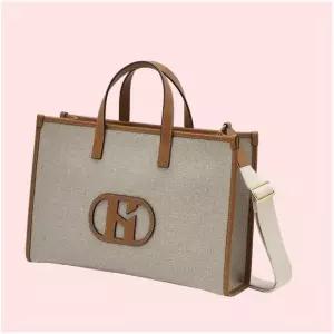 헤지스 H20캔버스 H패치 베이지 토트백 핸드백 가방 겸 숄더백 L HIBA4F109 4511806