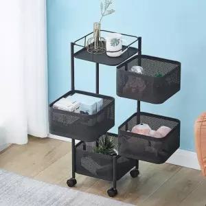 회전 블랙 4단 트롤리 철제