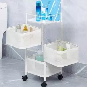 3단 회전 트롤리 철제 화이트