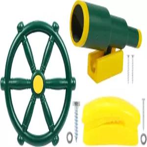 용 레드스윙 놀이터 액세서리 해적선 바퀴가 달린 놀이 세트 부착물 야외 뒷마당용 망원경 및 전화기