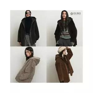 유로컬렉션 25FW 호주산 양모100% 후드 하프코트1077129