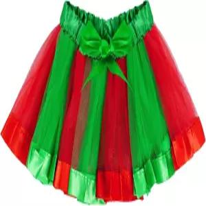 소녀 크리스마스 투투 스커트 레드 그린 레이어드 툴레 프린세스 발레 드레스 업