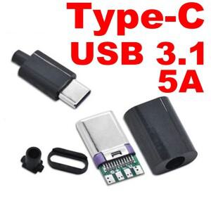 2피스 고속 충전 -C usb3.1 5A 커넥터 잭 테일 24pin 남성 플러그 전기 터미널 용접 DIY 데이터 케이블 액
