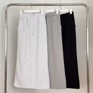 [하프클럽/]여성 무채색 밴딩 H라인 롱 코튼 스커트 뒤트임 데일리