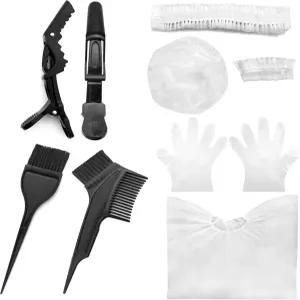 Losaria 10피스 염색 키트 탈색 및 염색을 위한 전문 도구 예를 들어 브러시 이어 커버 헤어 숄 장갑 클립